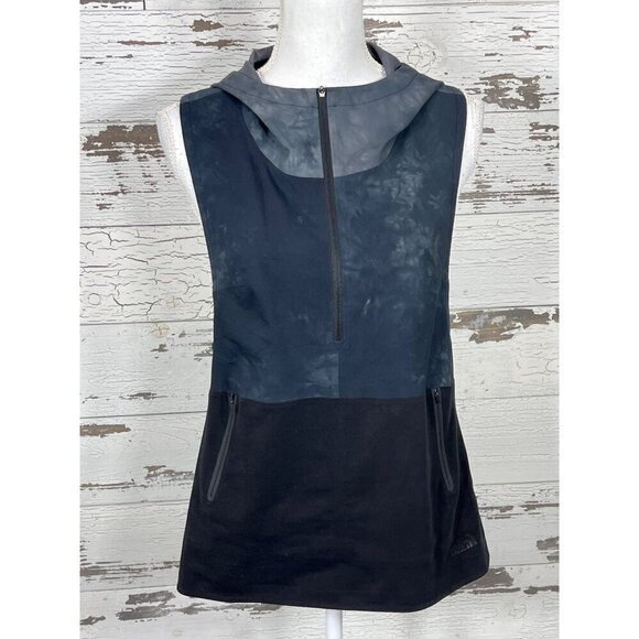 NORTH FACE 1/2 Zip Hooded Pullover Runner's Vest Black/Blue Tie Dye Sz S NWOT - Picture 1 of 7
